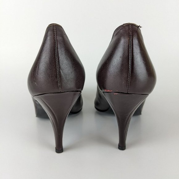 Planika Vintage Leather Retro Brown and Gold High Heel shoes - Picture 7 of 14